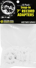 (10) Flat White Plastic Record Adapters - Snap in Inserts to Make 7 45rpm Records Fit on Standard Vinyl Turntables #07MR10WH
