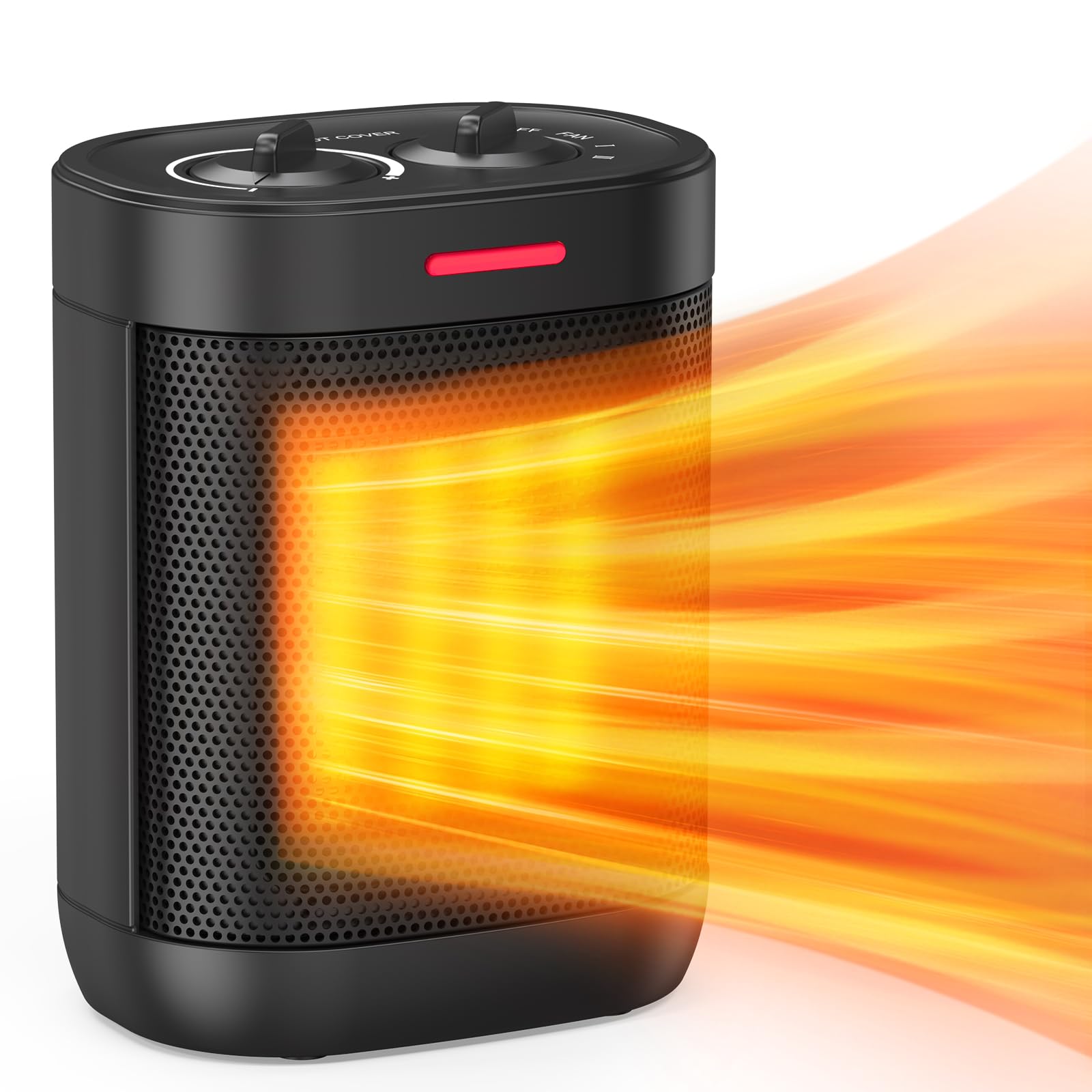 1000W Small Space Heaters for Indoor Use, PTC Ceramic Personal Heater with Overheating & Tip-Over Protection, Quiet Heating for