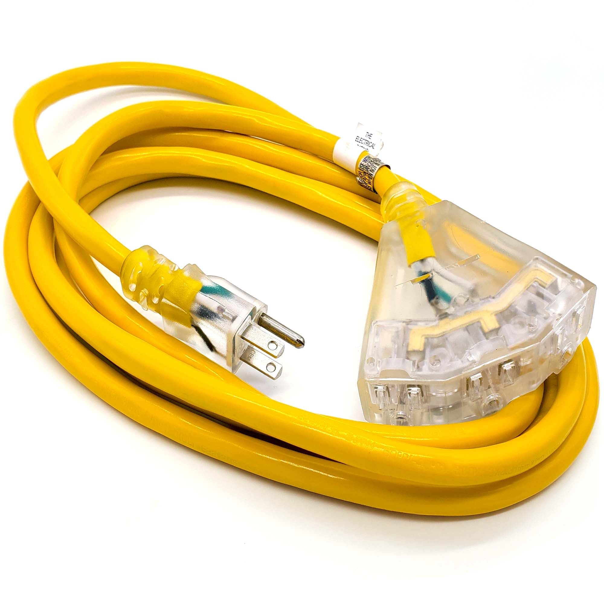 10 ft - 10 Gauge Extension Cord - 10 Gauge Outdoor Extension Cord - Lighted Mulitiple Outlets by Watts Wire - 10 10-Gauge Grou
