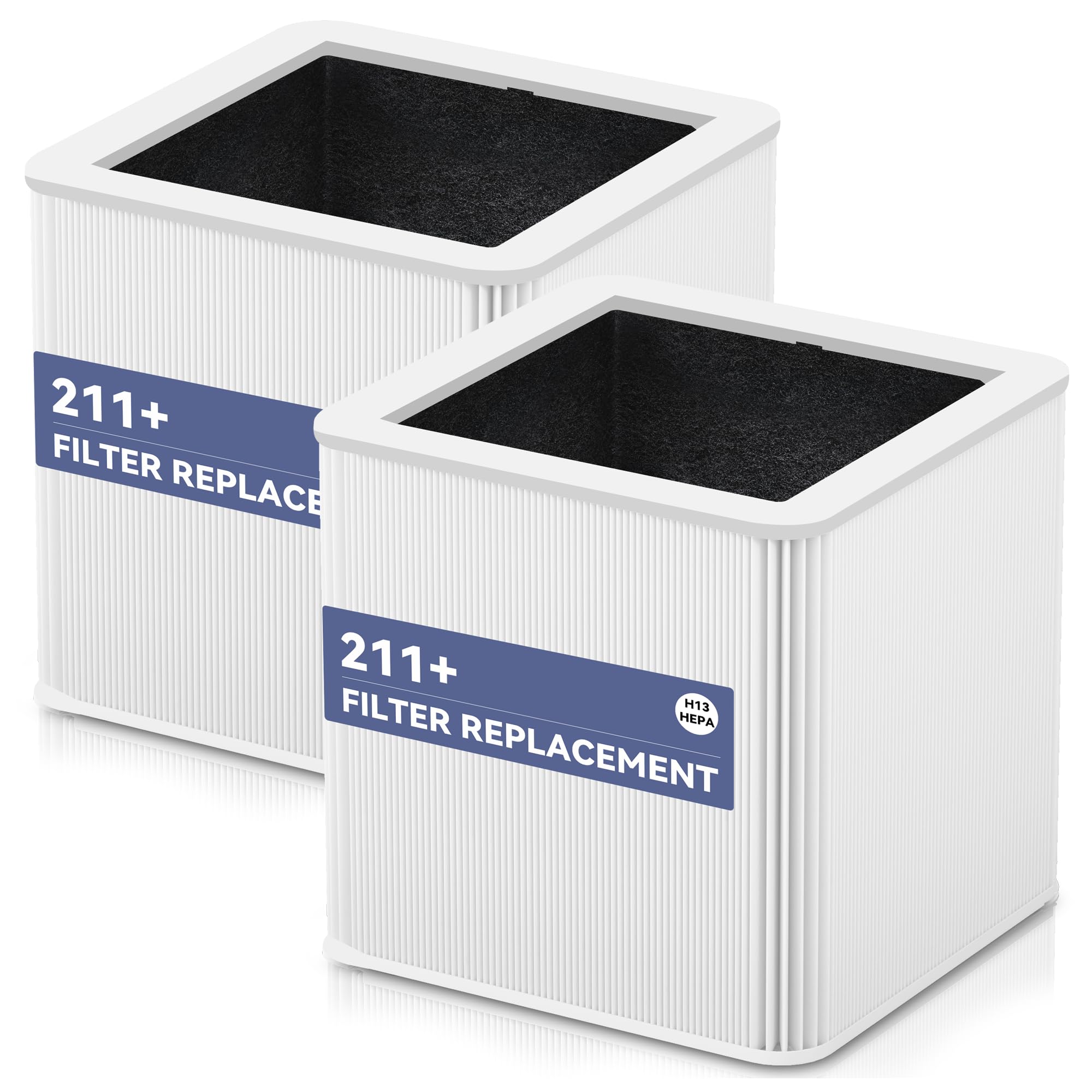 (2 Pack)211+ Auto Replacement Filter Compatible with Blue Pure 211+ Air Purifier,2-in-1 H13 True Filter with Activated Carbon Fi