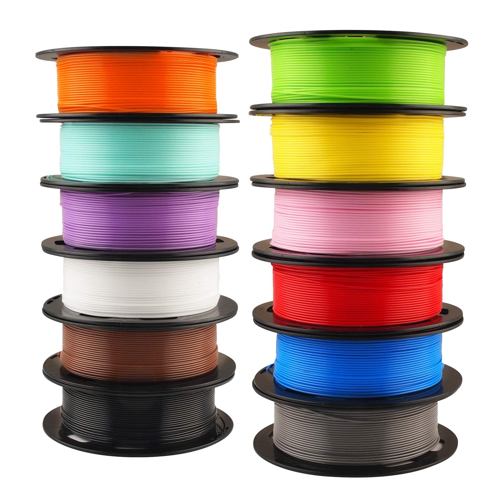 1.75mm 3D Printer Normal PLA Filament 12 Bundle, Most Popular Colors, 500g per Spool, 12 Spools Pack, Total 6kgs Material with O